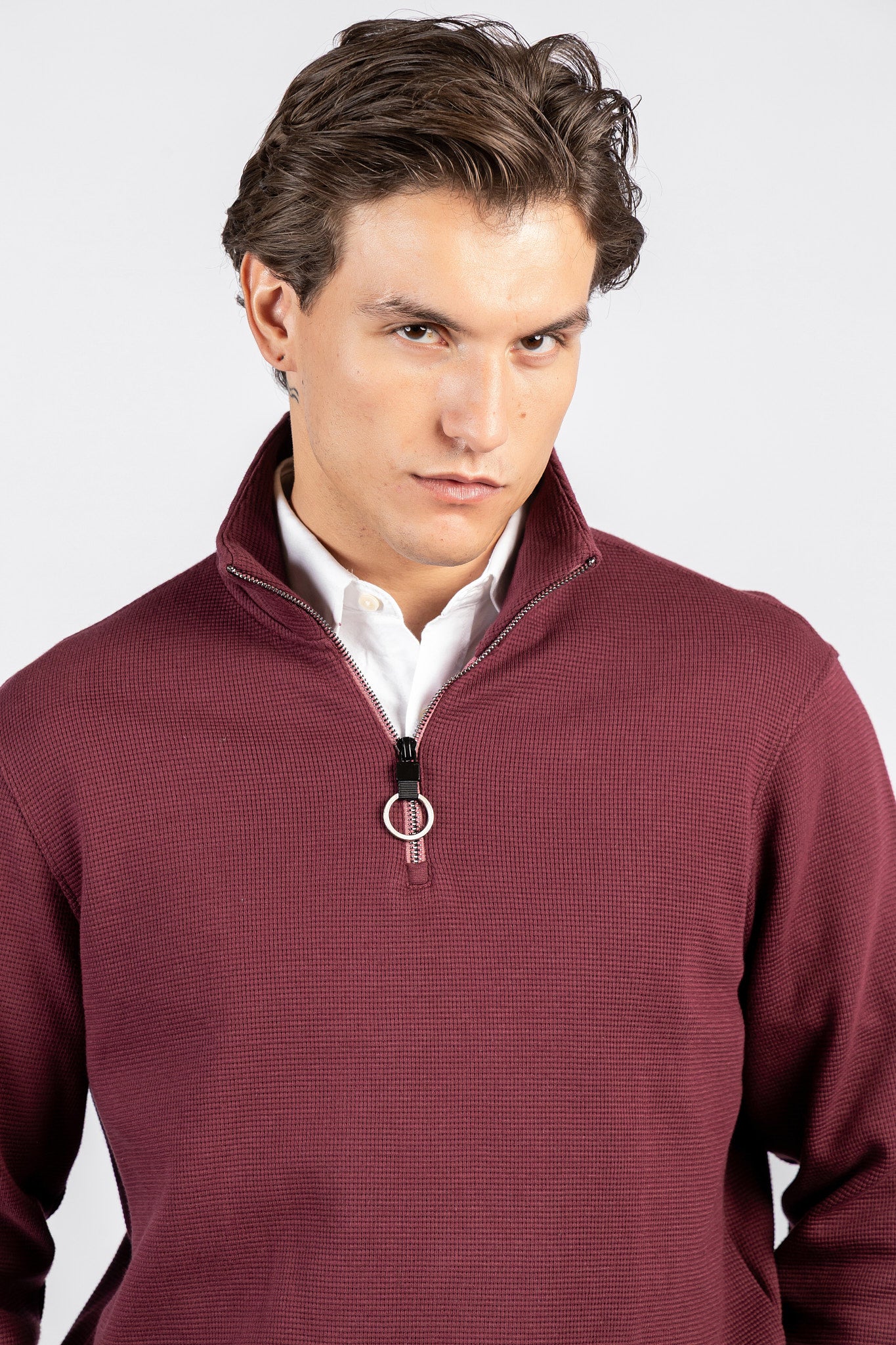 Half-Zipper Double Waffle Fashion Sweatshirt SWT/26843