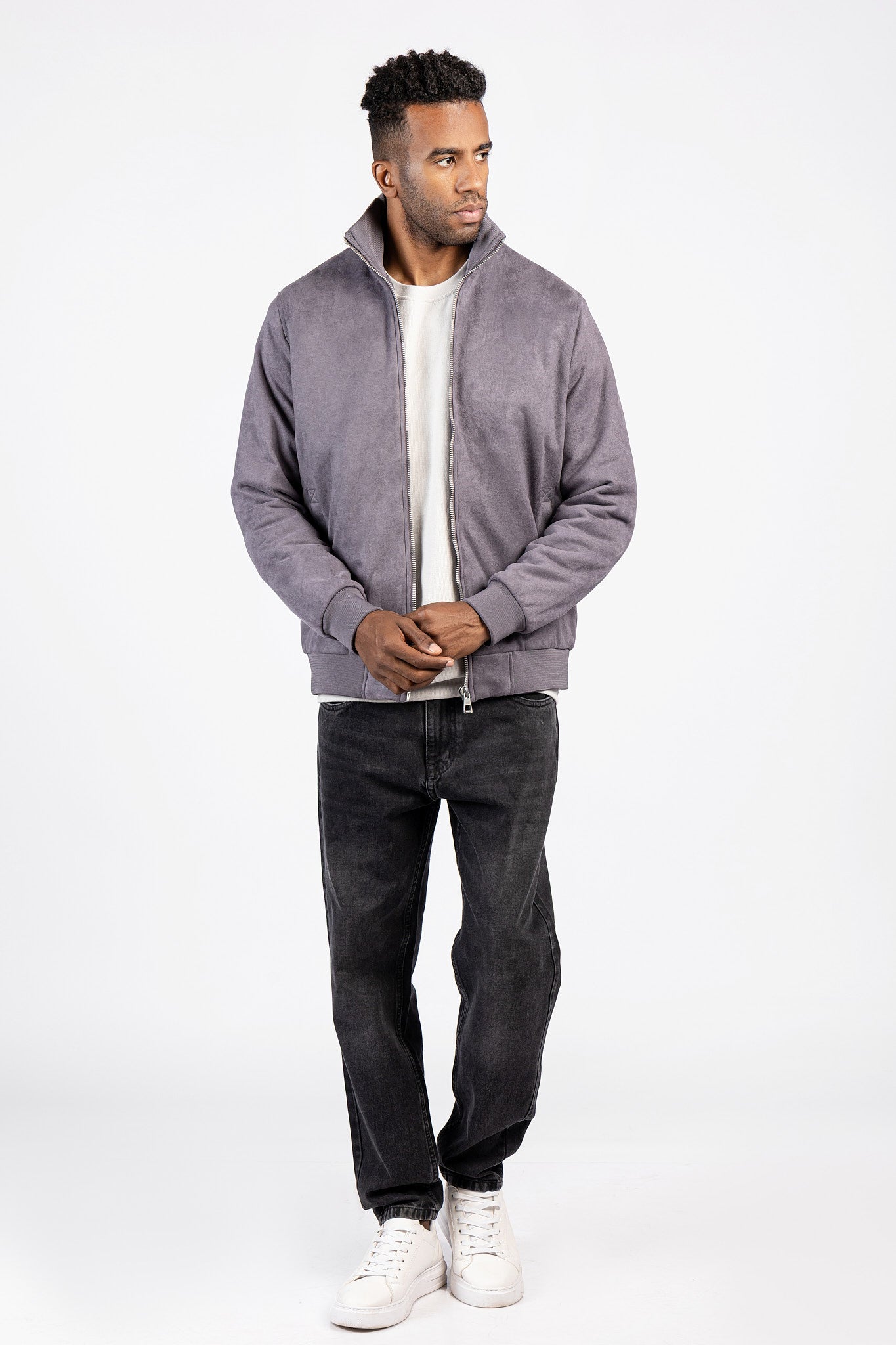 Suede Zipper Jacket – Modern Style – JAK/26604