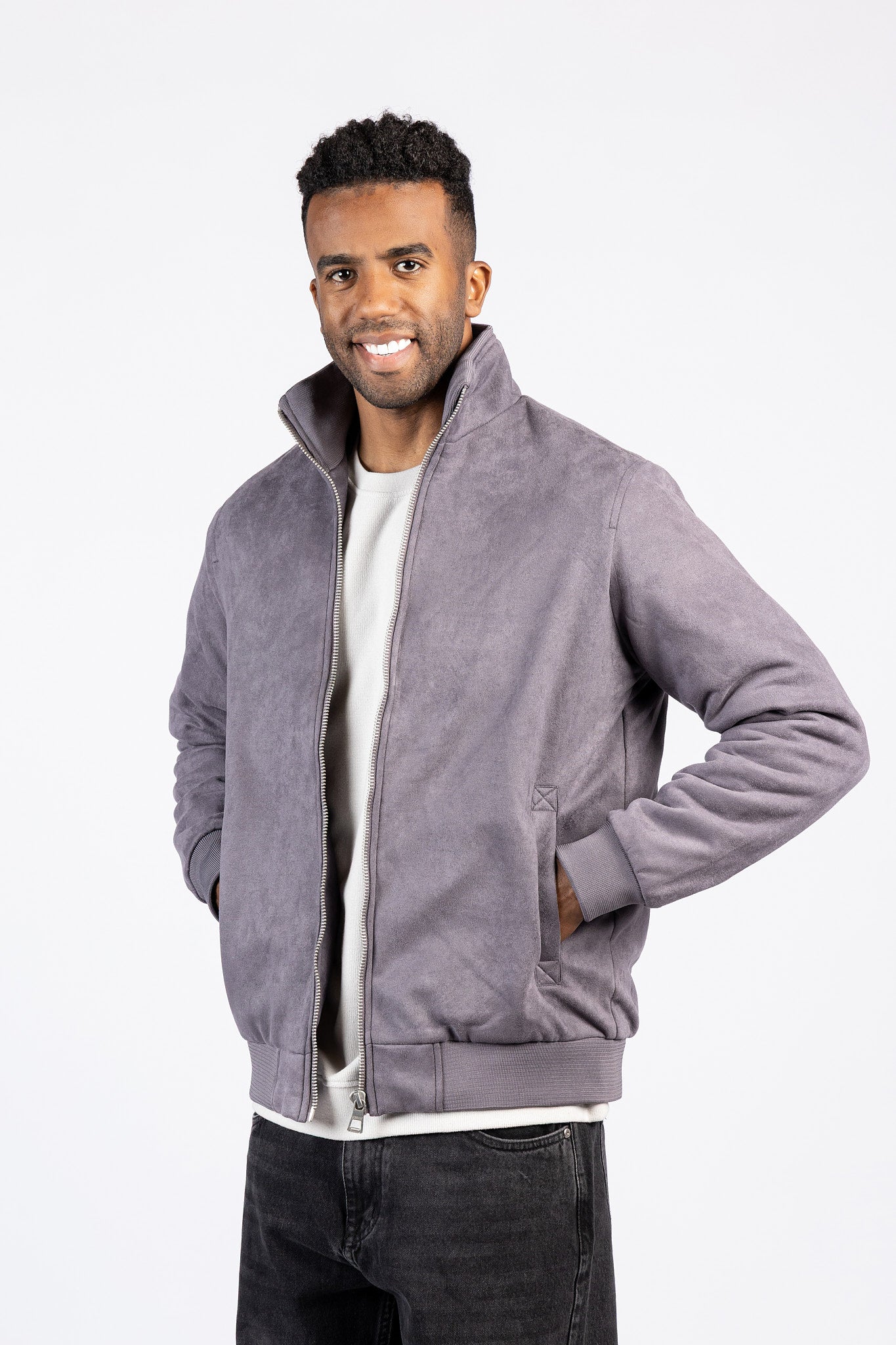 Suede Zipper Jacket – Modern Style – JAK/26604