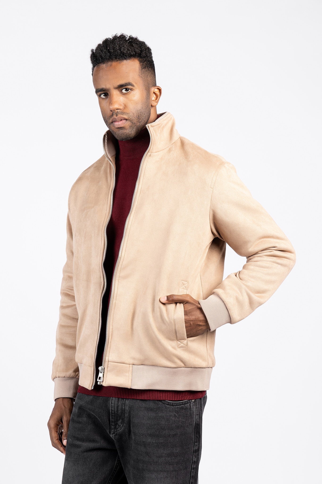 Suede Zipper Jacket – Modern Style – JAK/26604