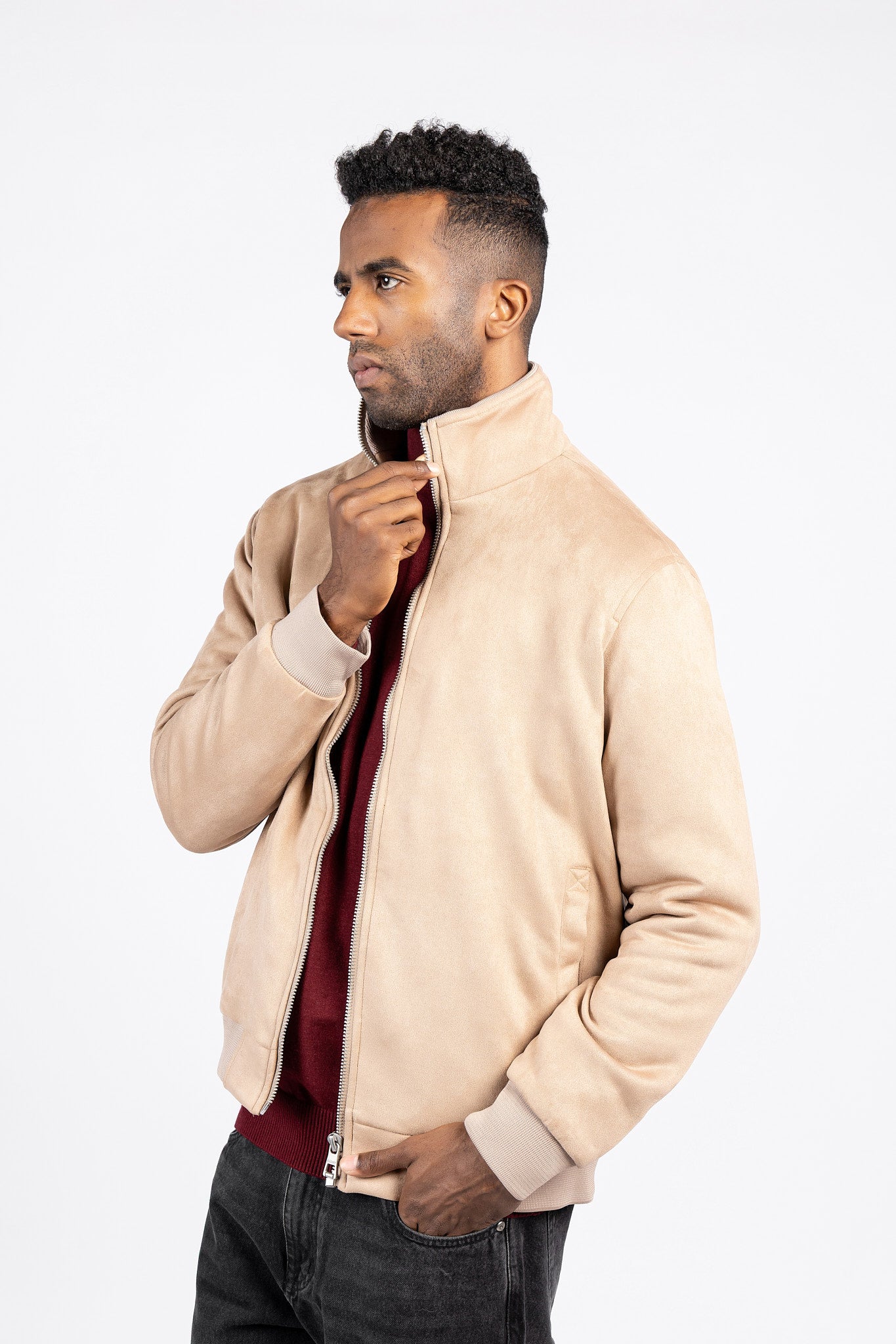 Suede Zipper Jacket – Modern Style – JAK/26604