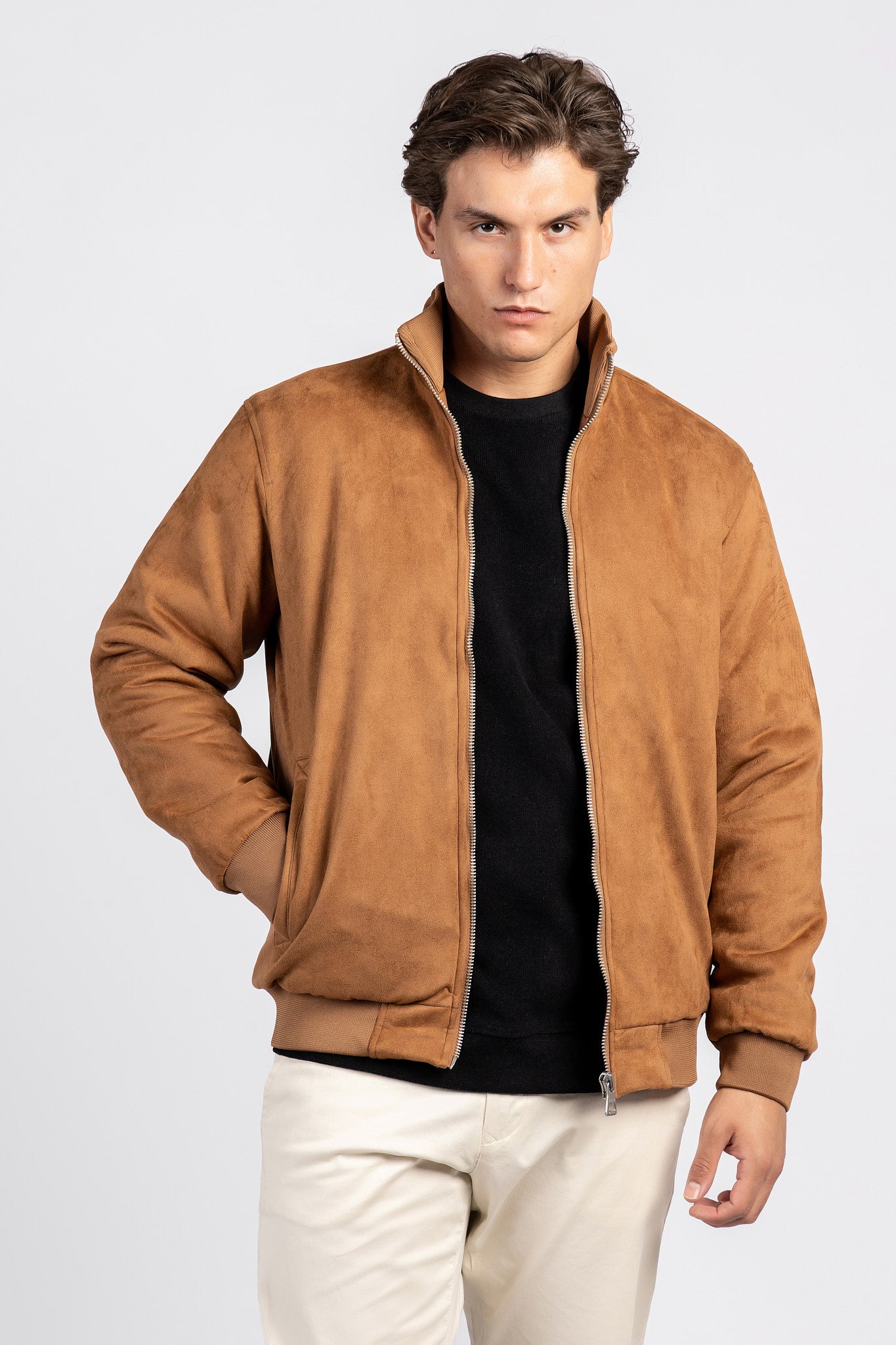 Suede Zipper Jacket – Modern Style – JAK/26604