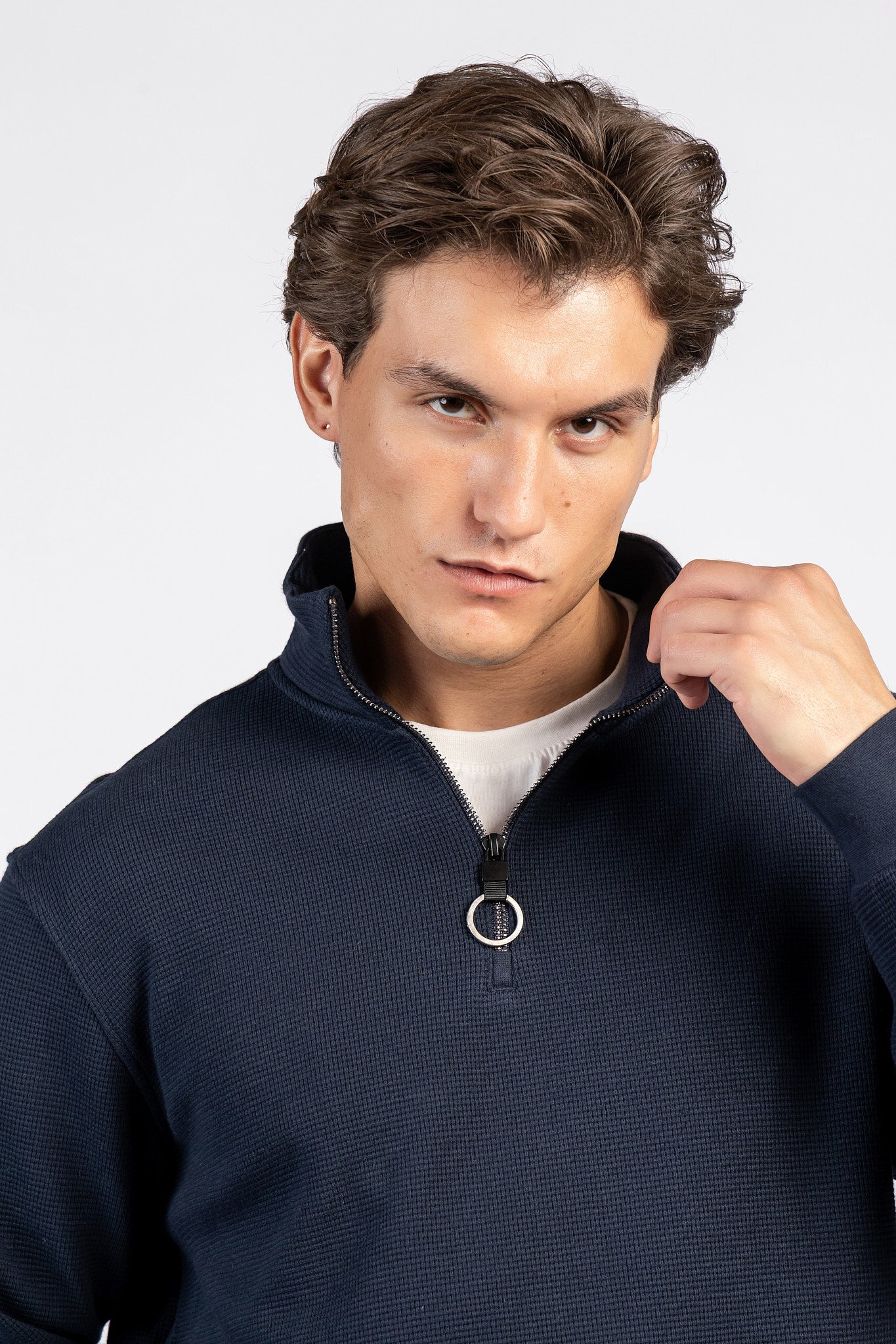 Half-Zipper Double Waffle Fashion Sweatshirt SWT/26843