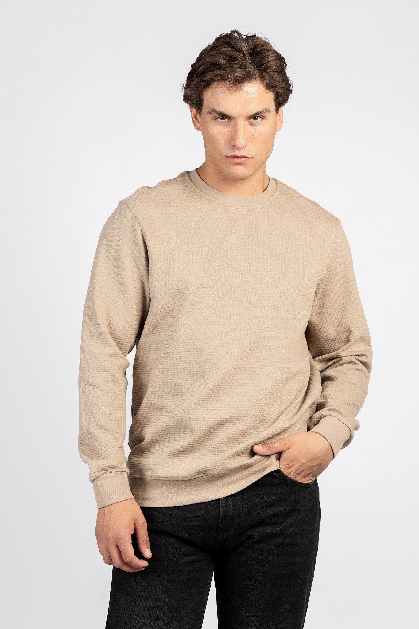 Round Neck Basic Jakar Waffle Top SWT/26704