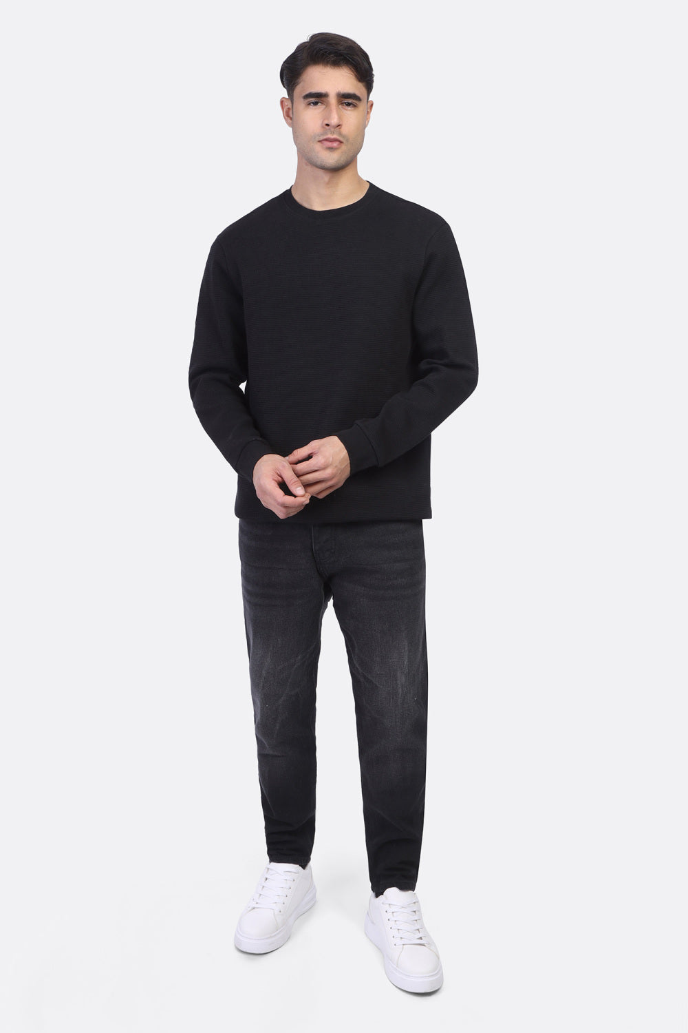 Round Neck Basic Jakar Waffle Top SWT/26704