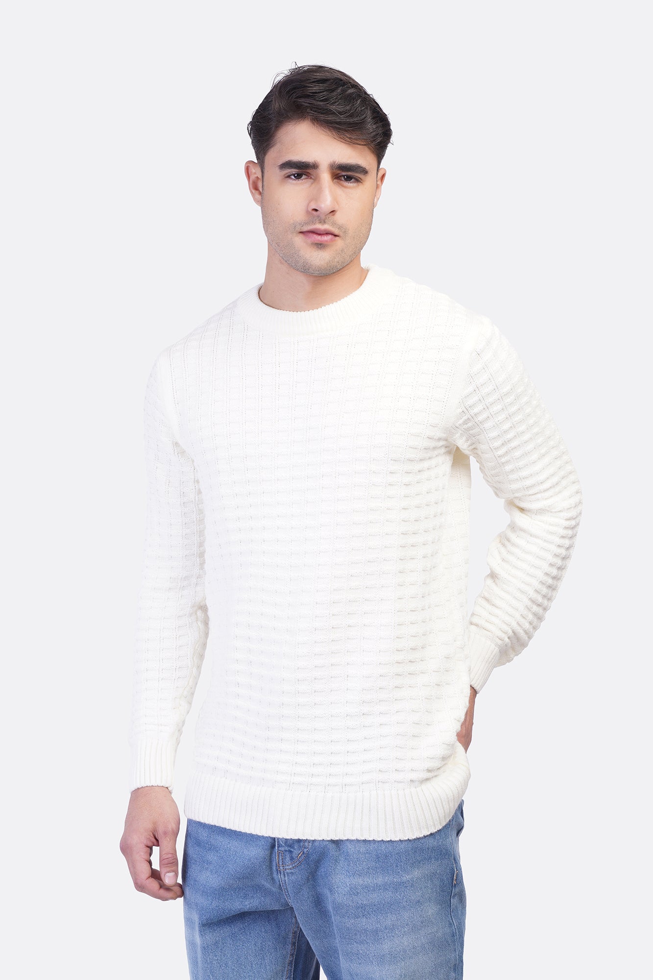 Men’s Rounded Fashion Pullover – Acrylic Comfort