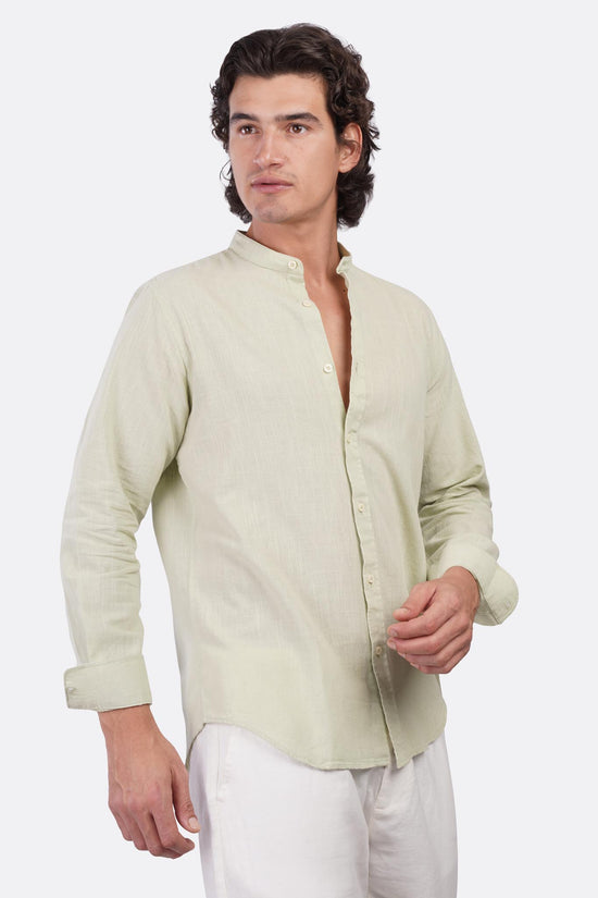 Slub Cotton Half-Collar Shirt