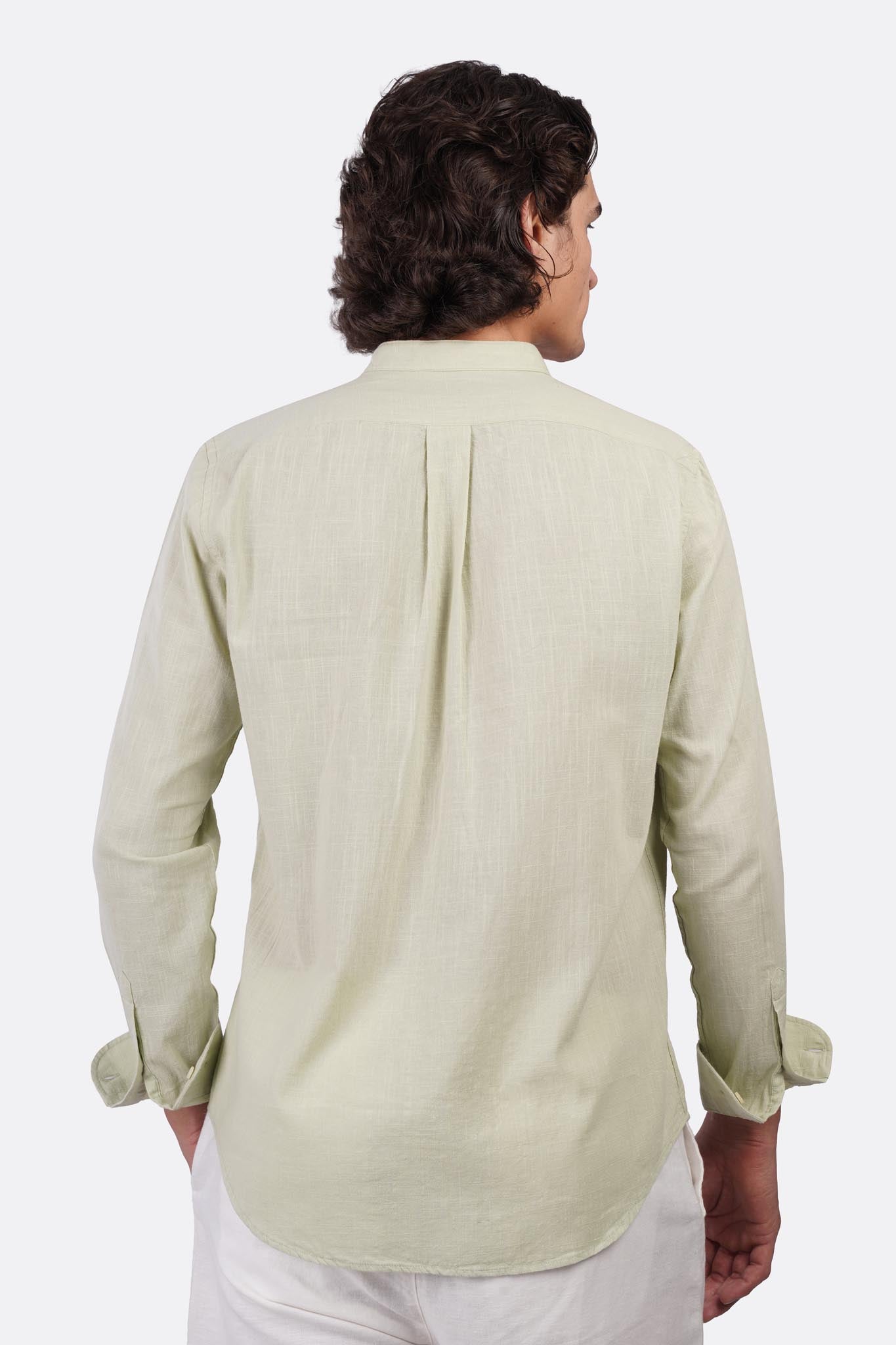 Slub Cotton Half-Collar Shirt
