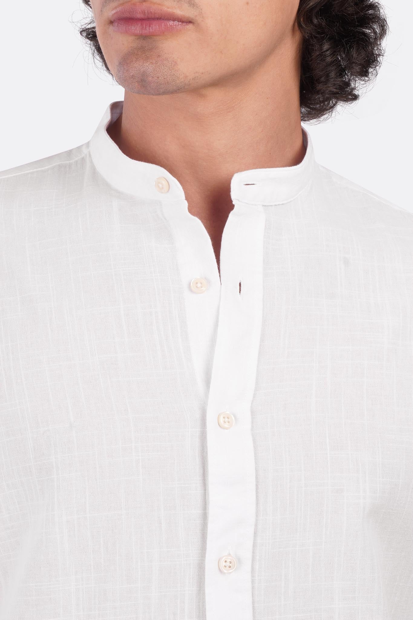 Slub Cotton Half-Collar Shirt