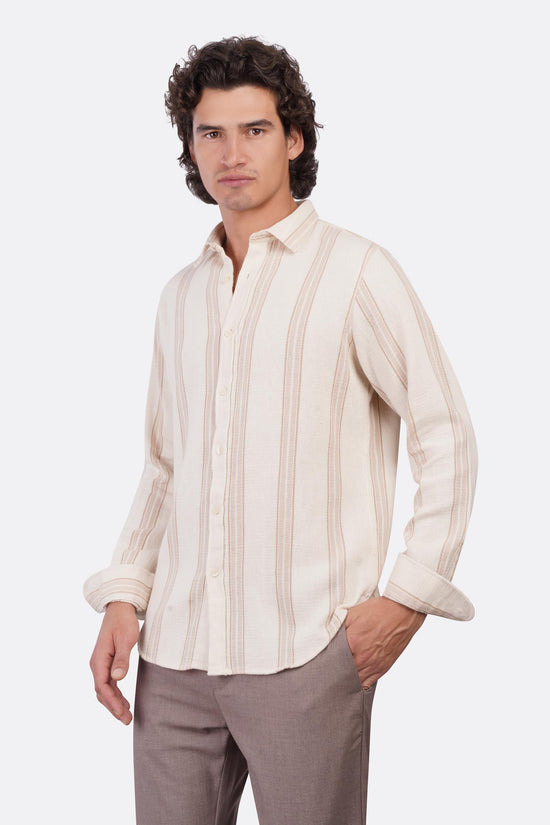 Textured Shibeka Striped Long Sleeve Shirt