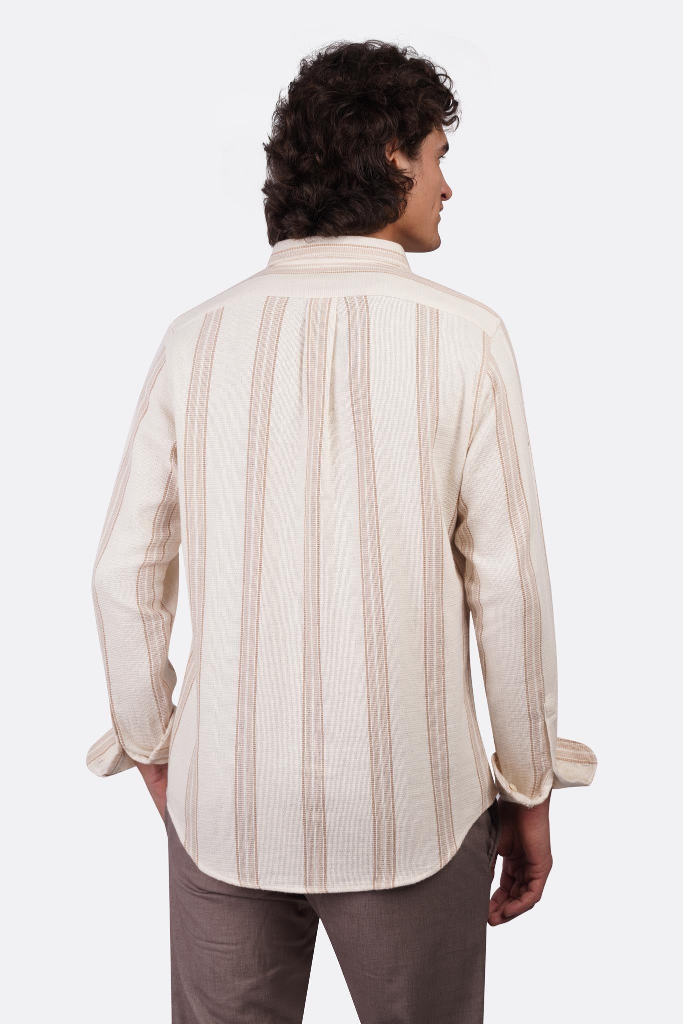 Textured Shibeka Striped Long Sleeve Shirt
