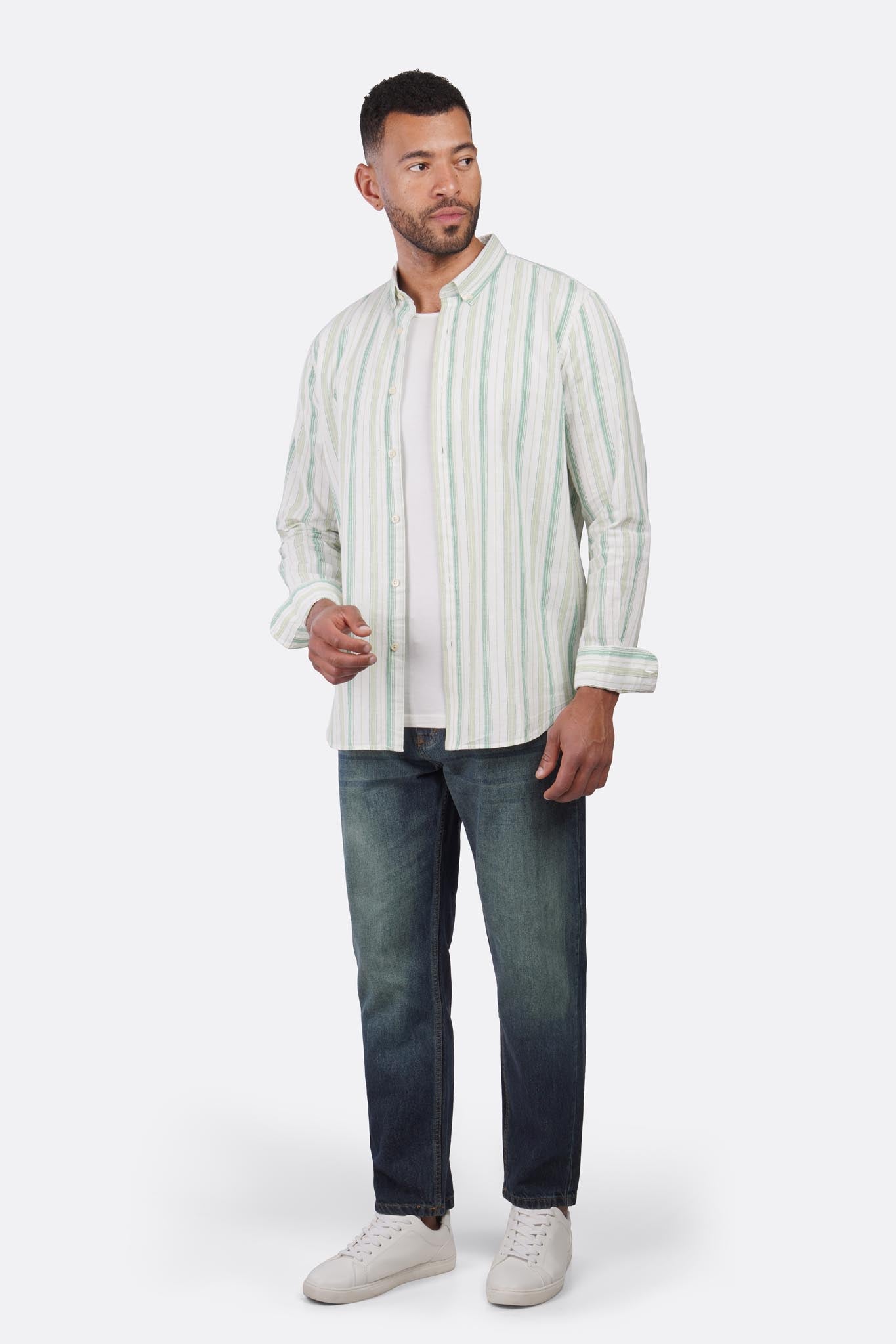 Linen Striped Active Long Sleeve Shirt
