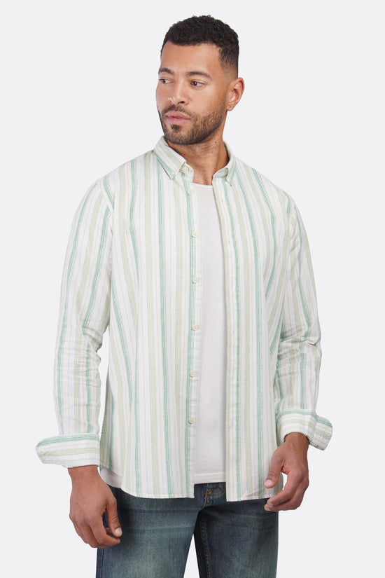 Linen Striped Active Long Sleeve Shirt