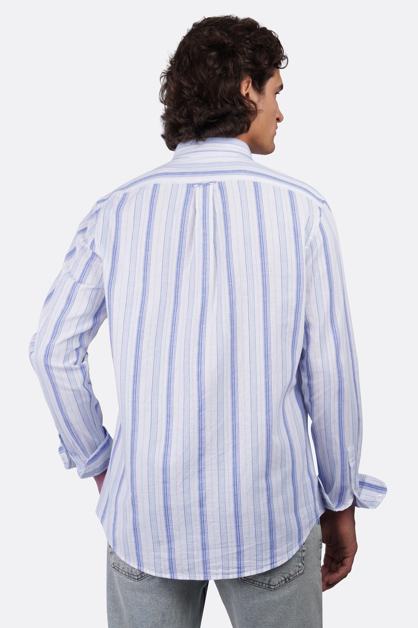 Linen Striped Active Long Sleeve Shirt
