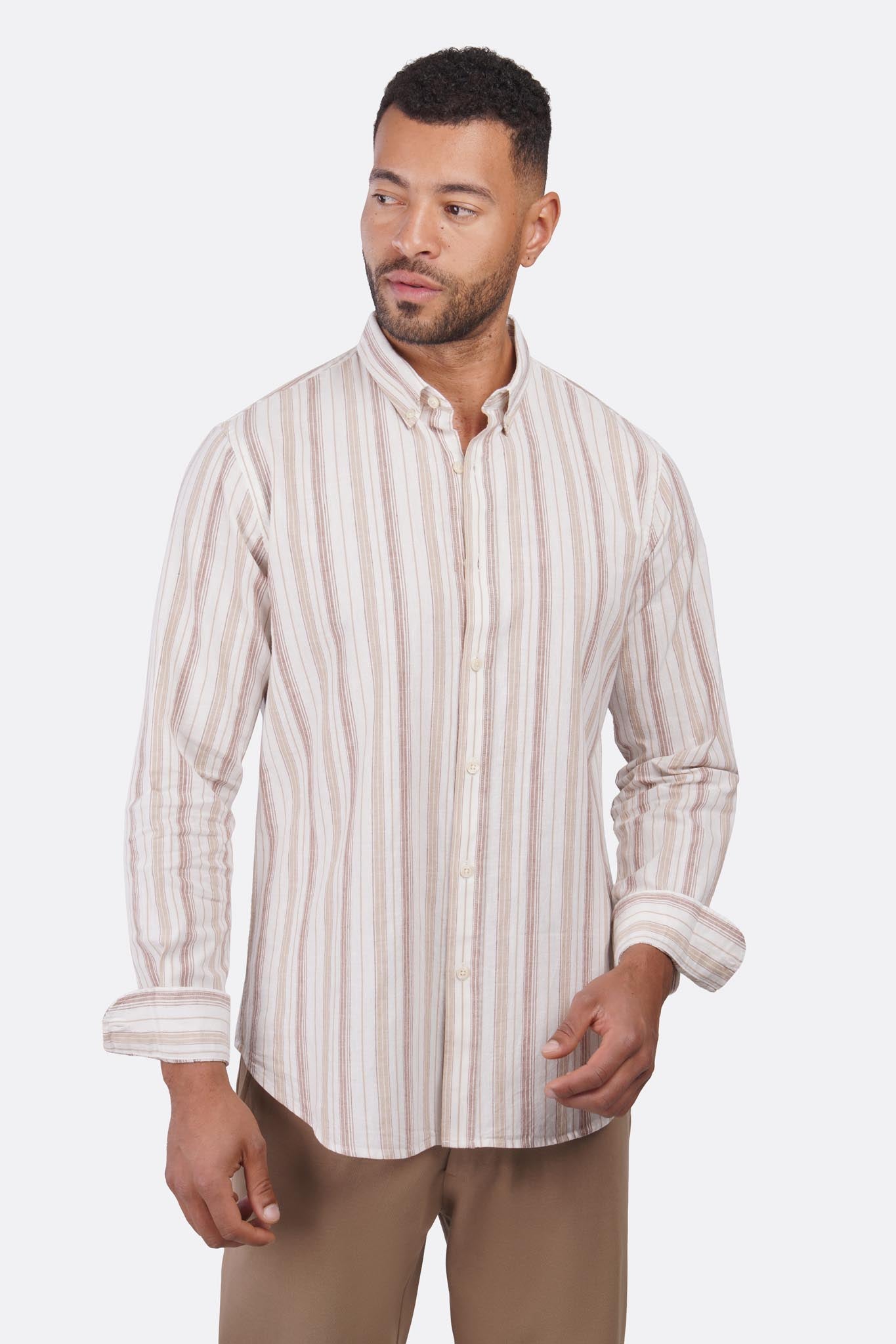 Linen Striped Active Long Sleeve Shirt