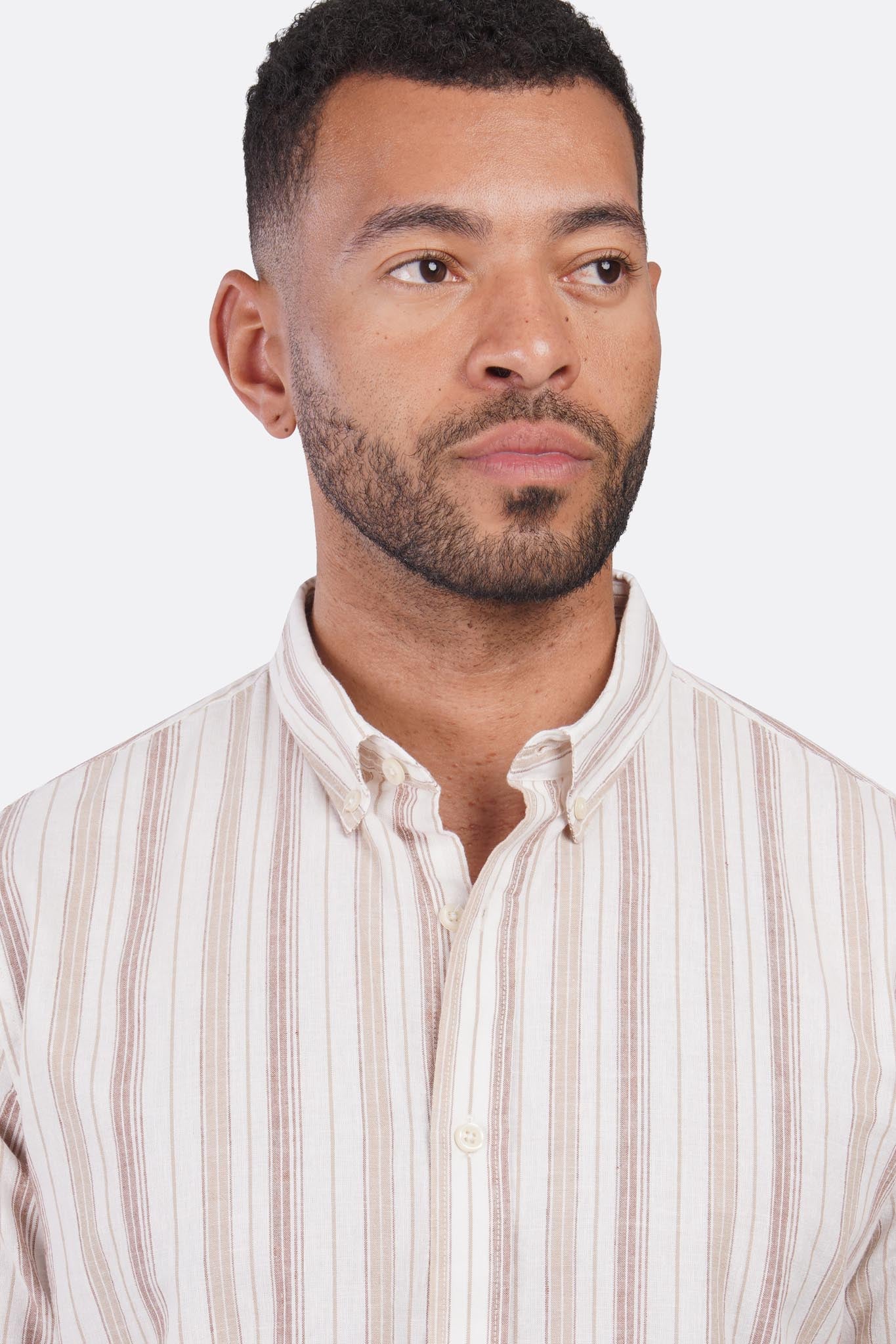 Linen Striped Active Long Sleeve Shirt