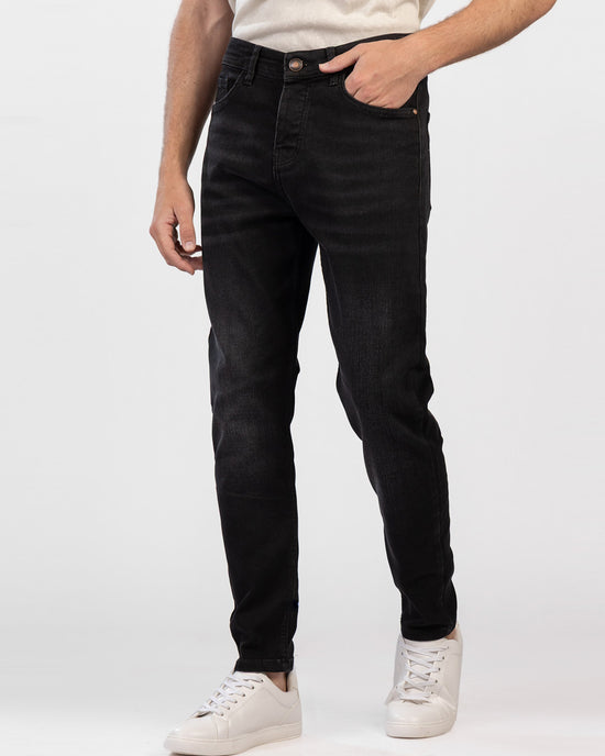 Slim-Fit Denim Pants with Zipper Closure