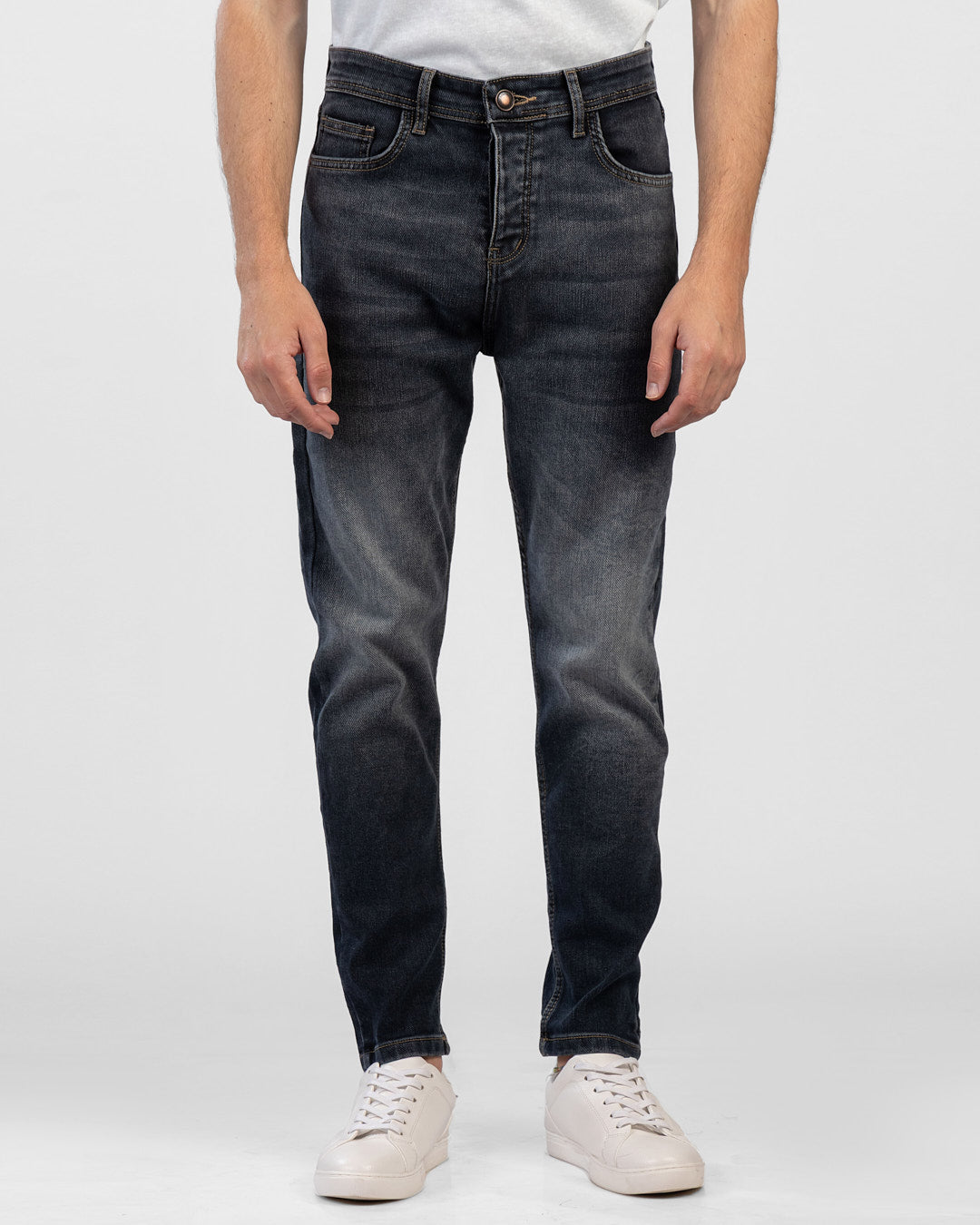 Slim-Fit Denim Pants with Zipper Closure