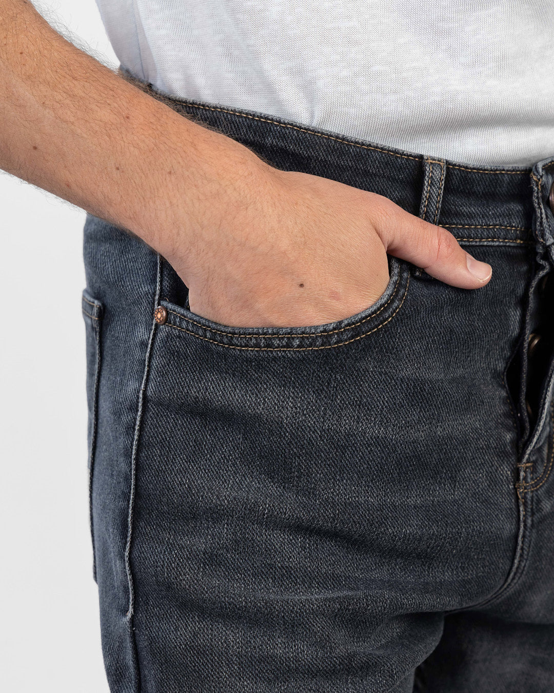 Slim-Fit Denim Pants with Zipper Closure