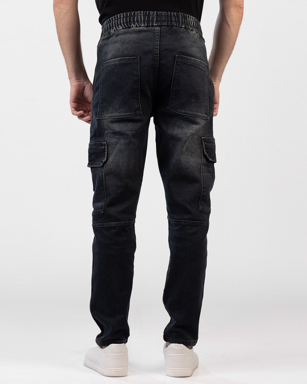 Baggy Denim Lycra Pants with Elastic Waist