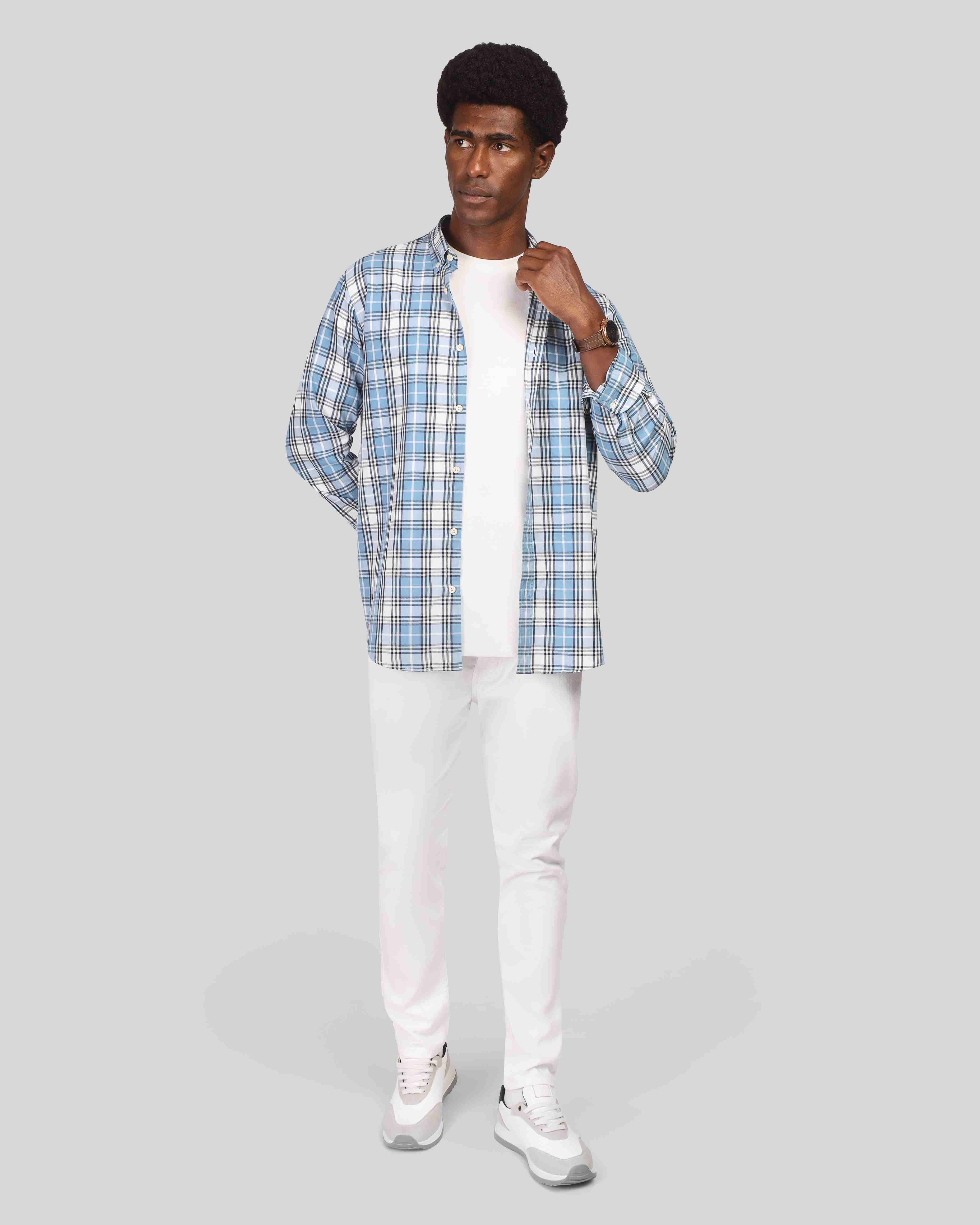 Striped Cotton Button-Up - 3326