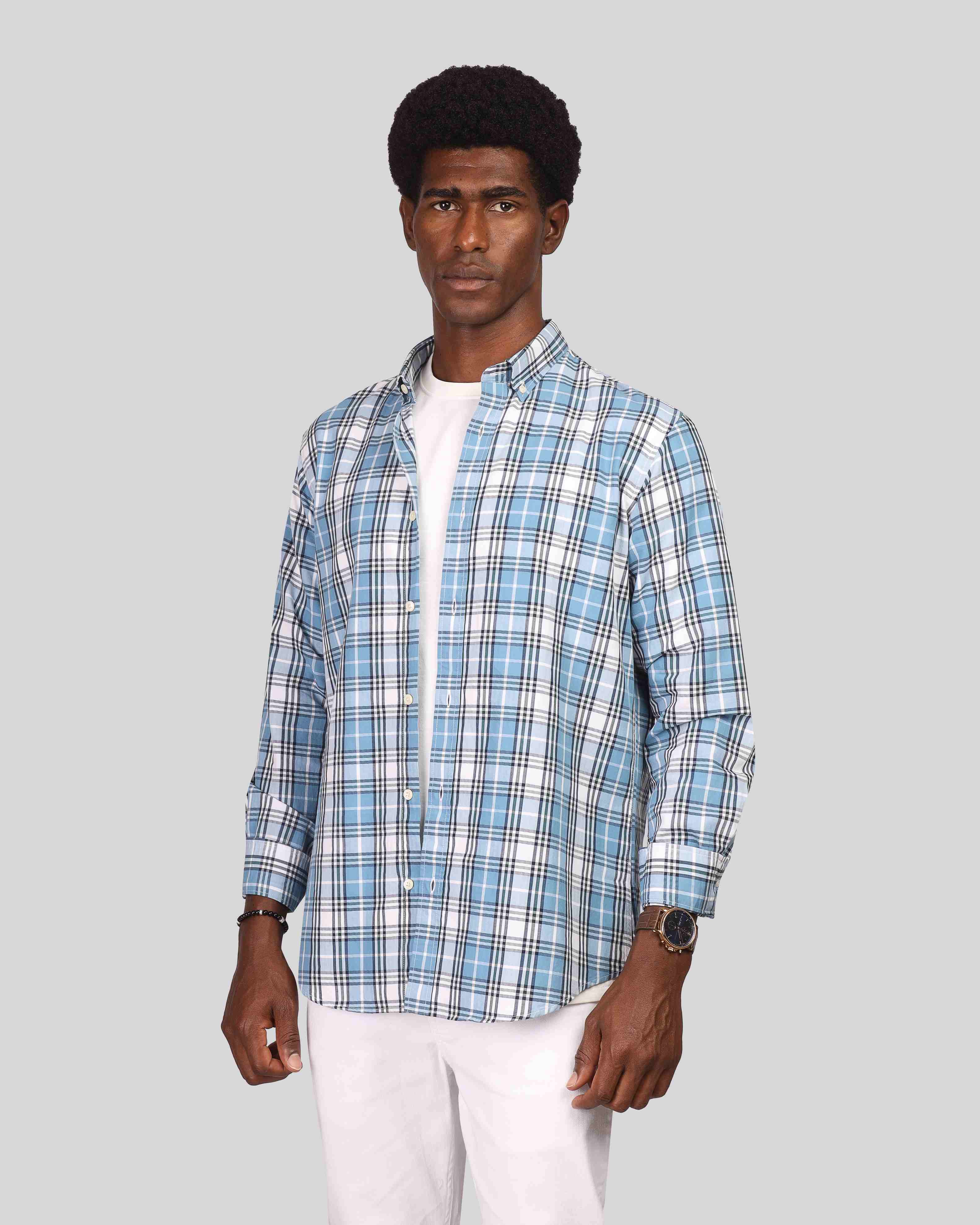 Striped Cotton Button-Up - 3326