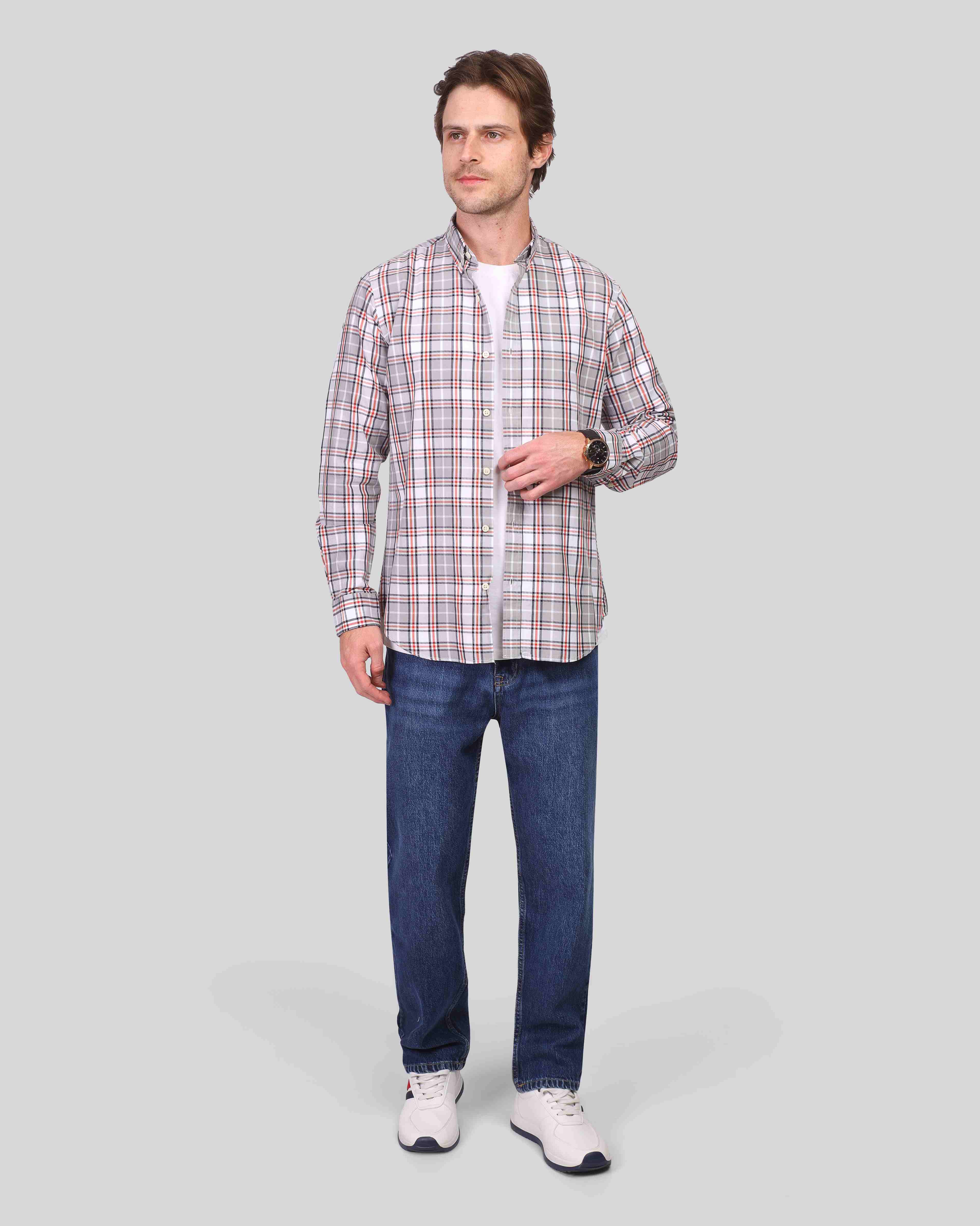 Striped Cotton Button-Up - 3326