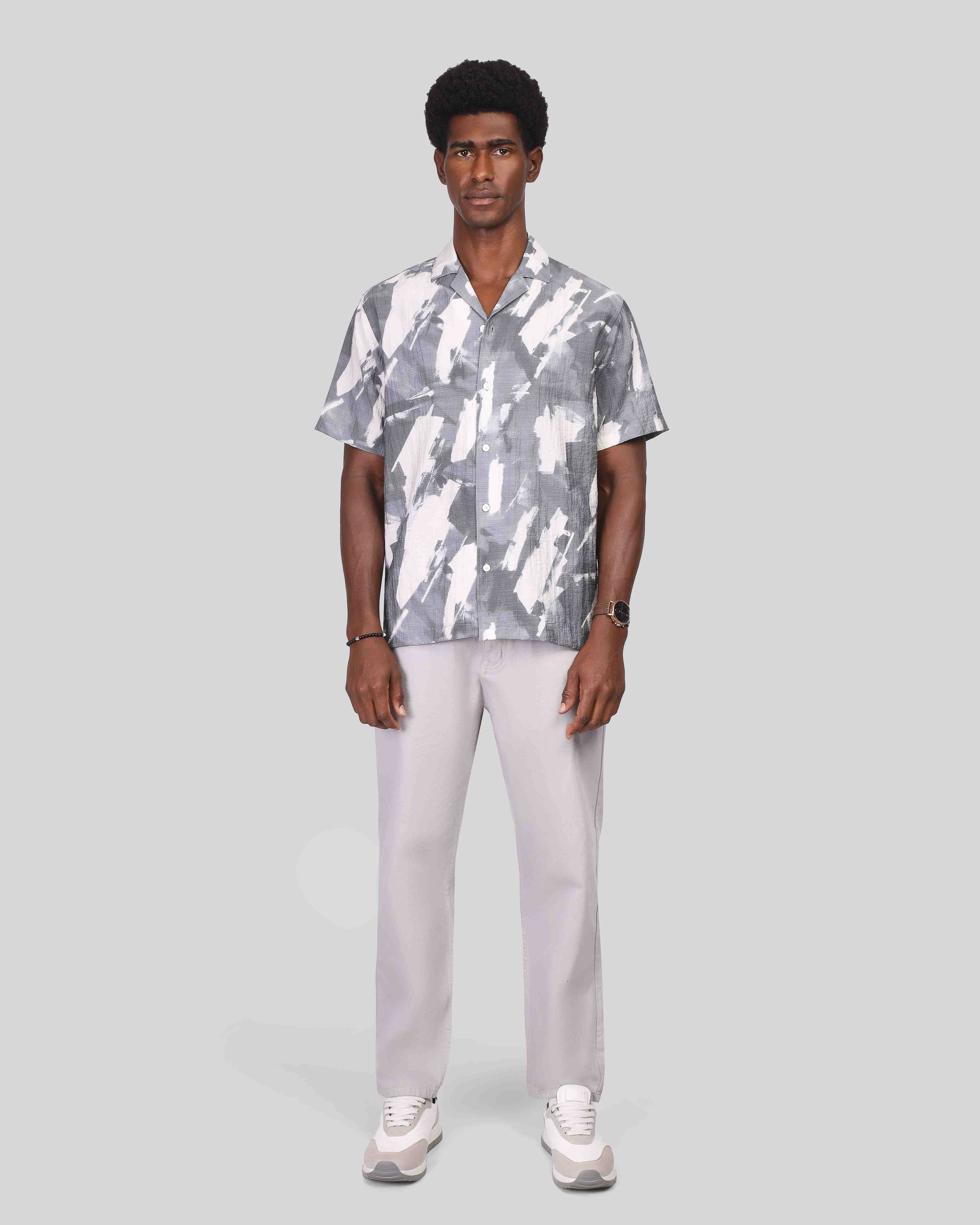 Minimal Art Cotton Shirt - 3343