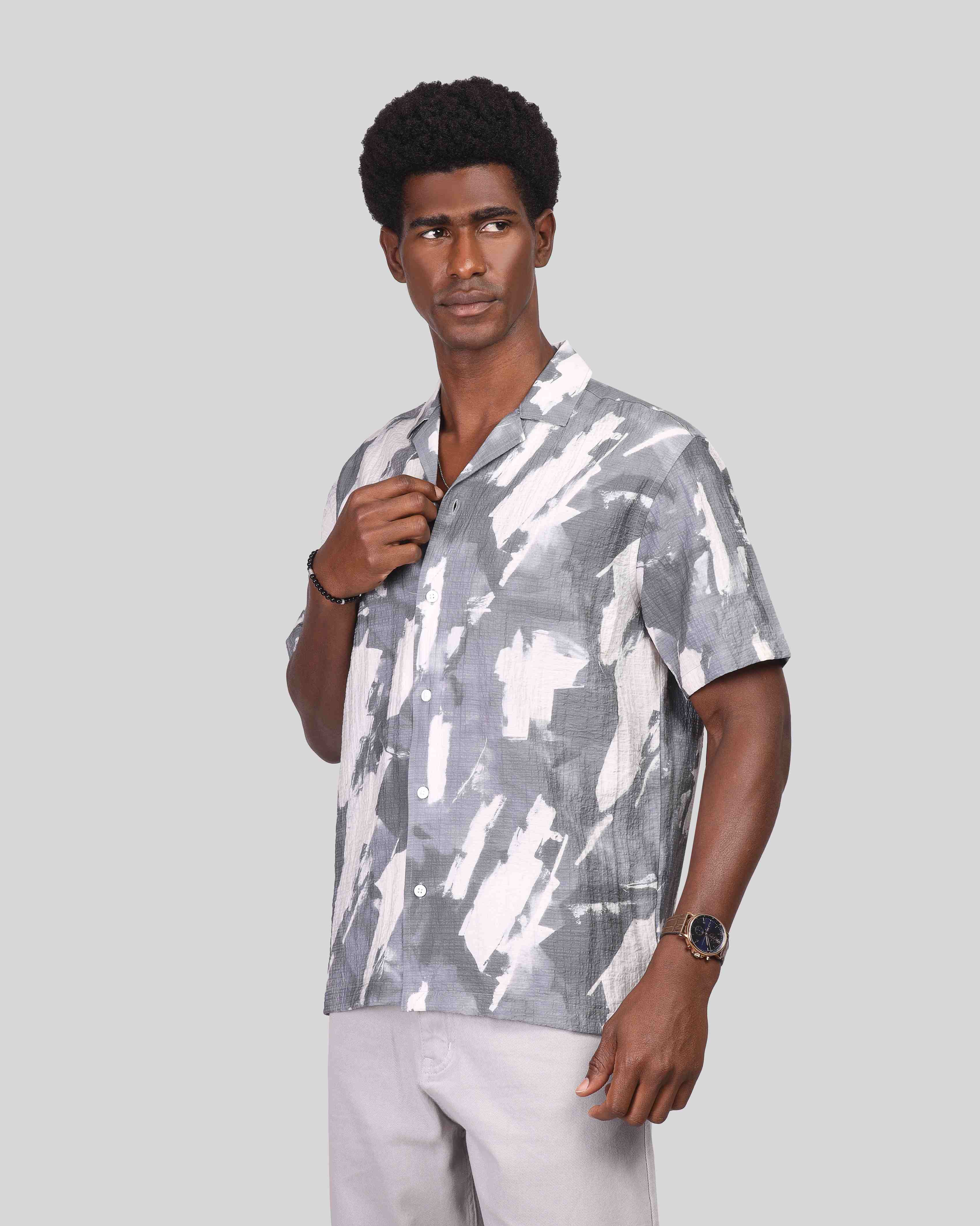 Minimal Art Cotton Shirt - 3343