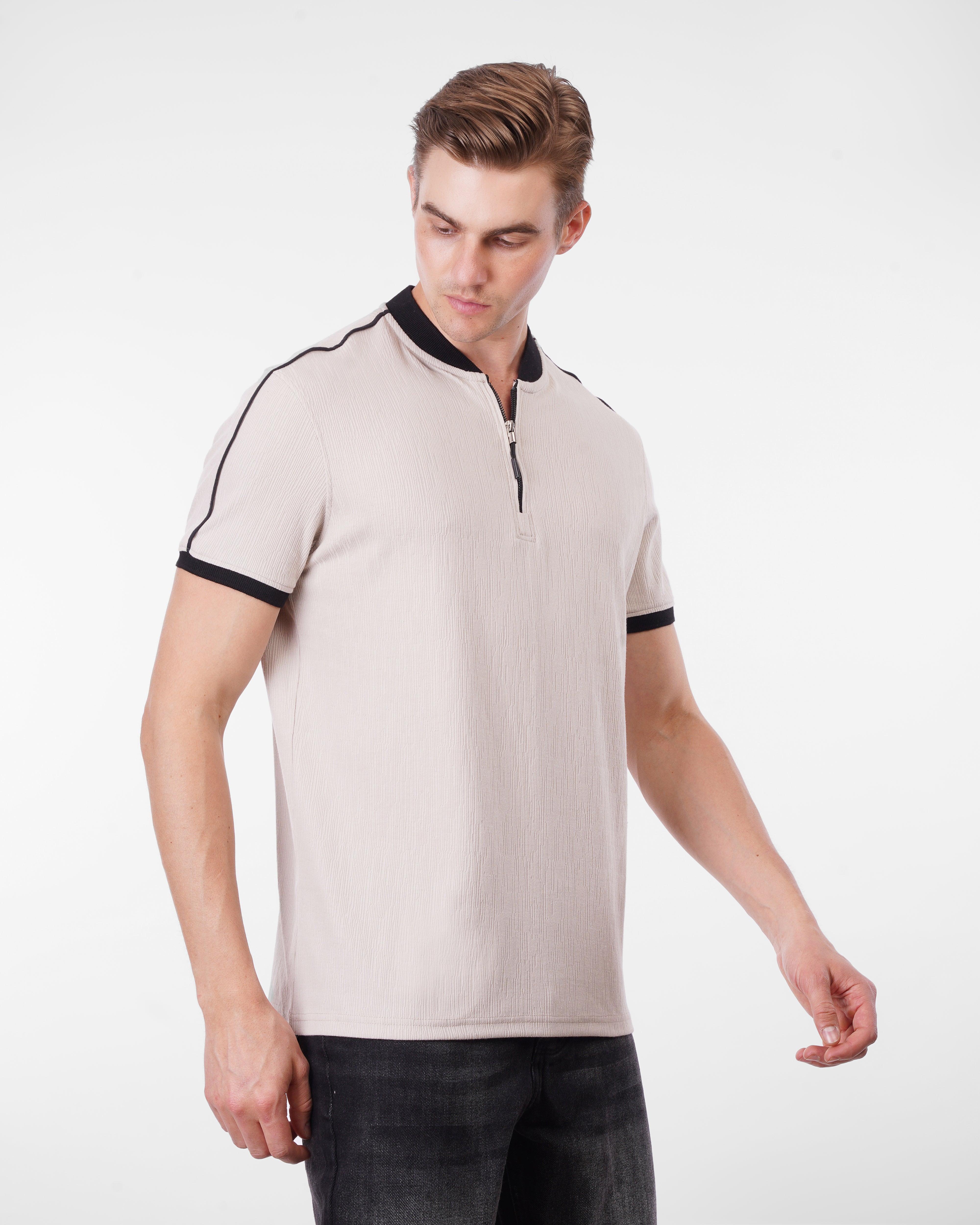 Contrast Detail Cotton Polo 25004