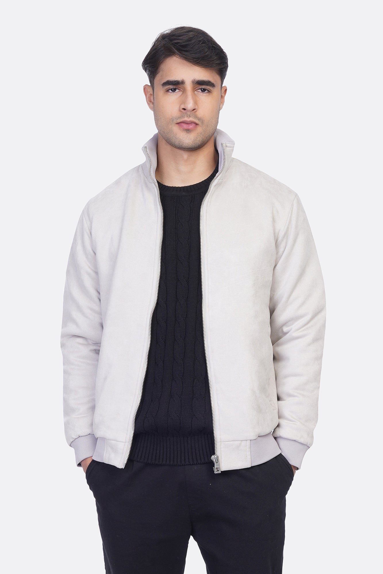 Suede Zipper Jacket – Modern Style – JAK/26604 – KAZARY