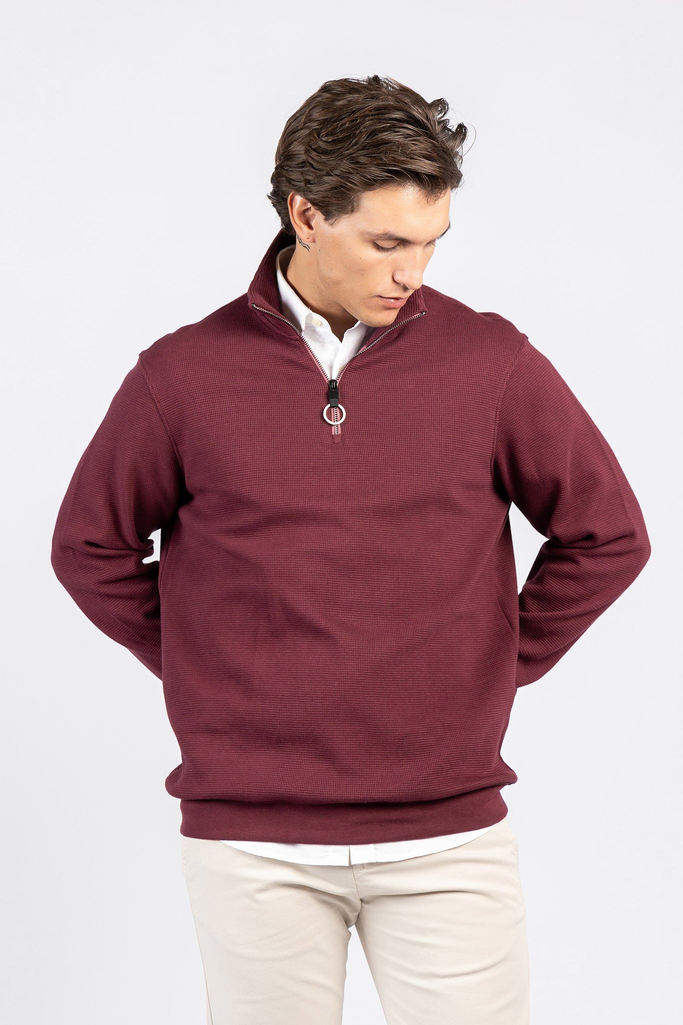 Half-Zipper Double Waffle Fashion Sweatshirt SWT/26843