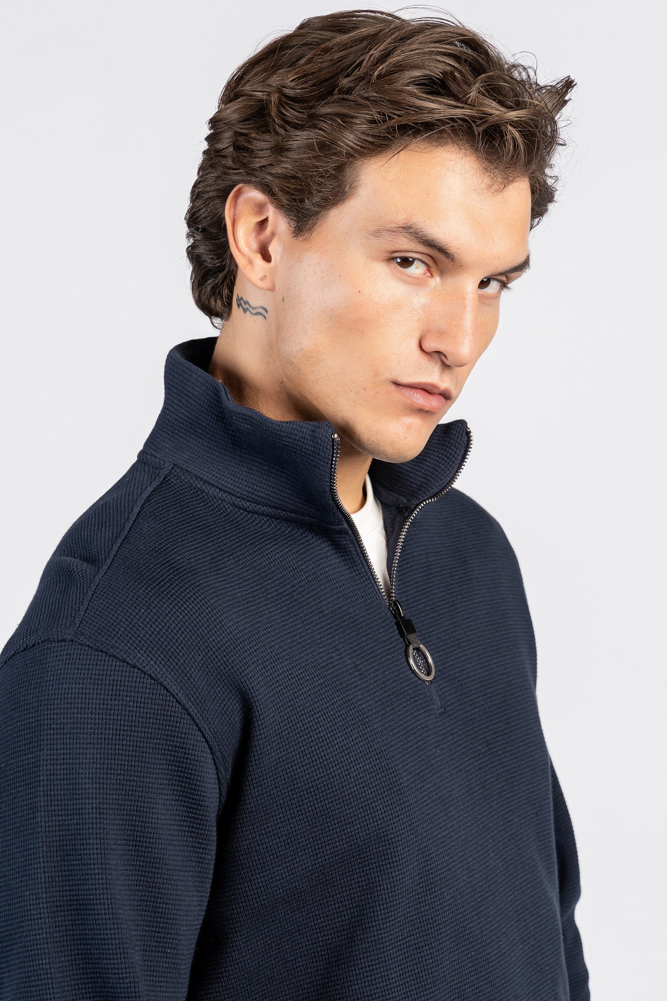 Half-Zipper Double Waffle Fashion Sweatshirt SWT/26843