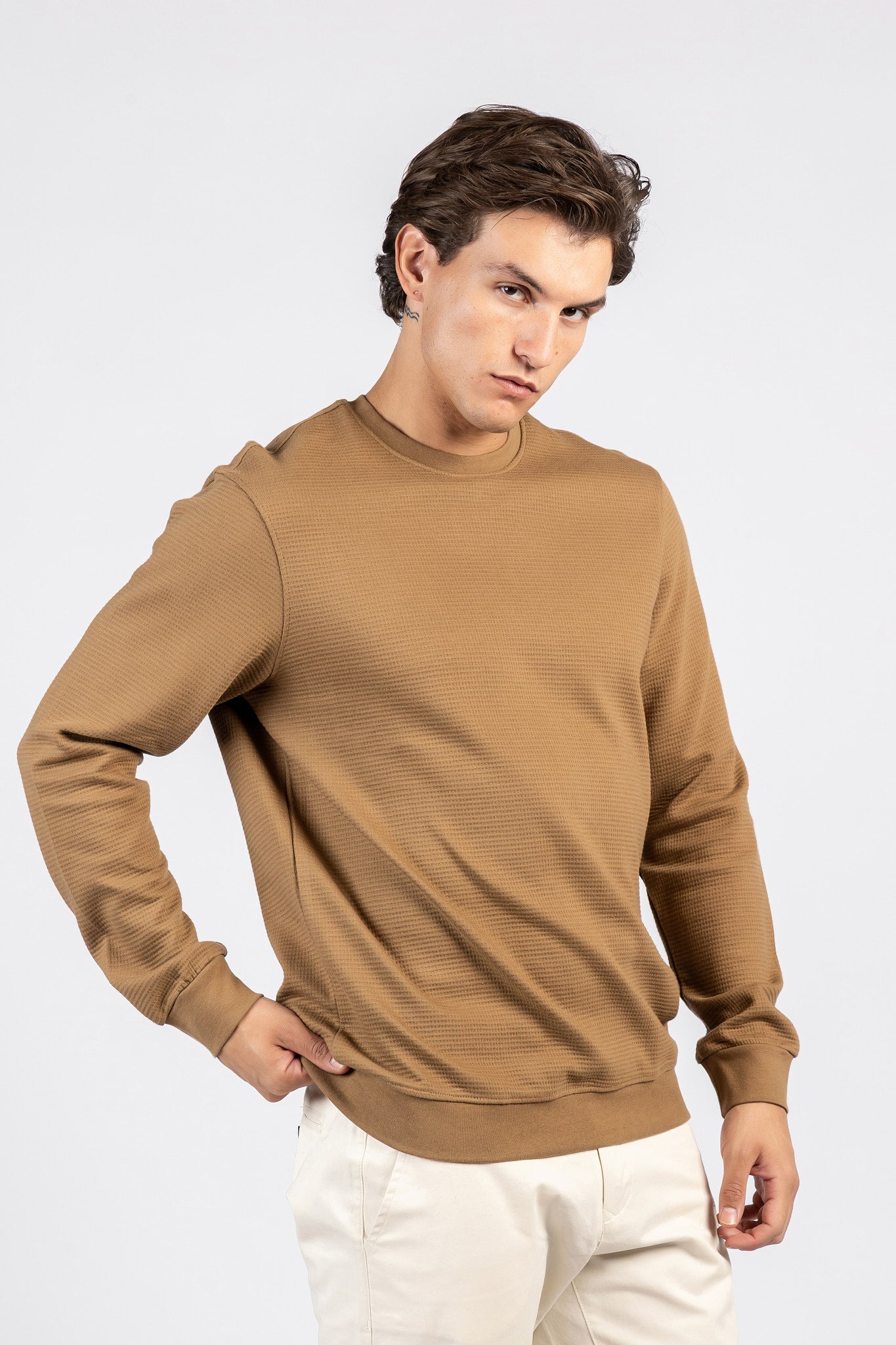 Round Neck Basic Jakar Waffle Top SWT/26704