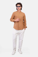 Slub Cotton Half-Collar Shirt
