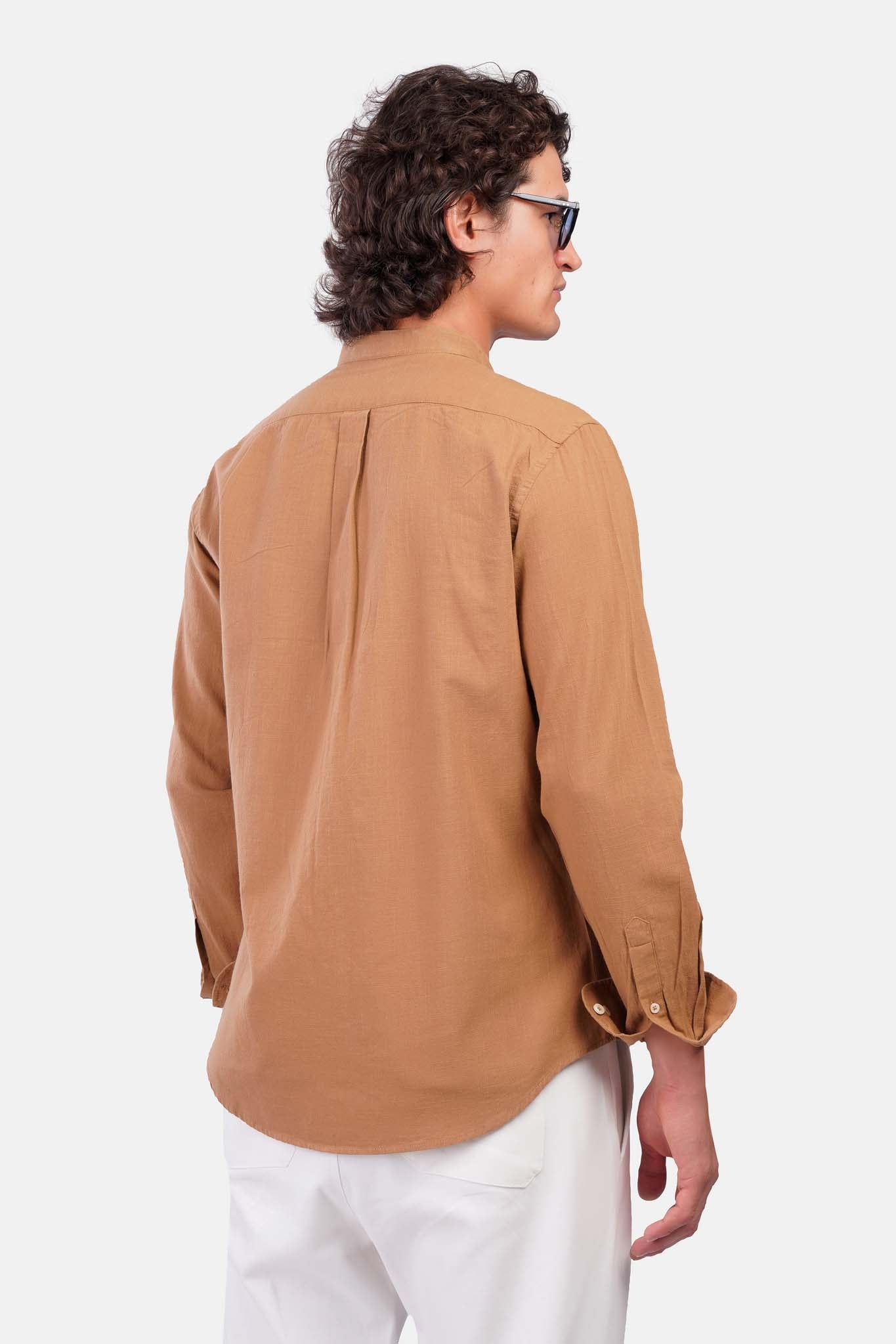 Slub Cotton Half-Collar Shirt
