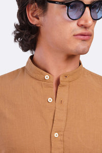 Slub Cotton Half-Collar Shirt