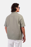 Slub Shibeka Tennis-Collar Half-Sleeve Shirt