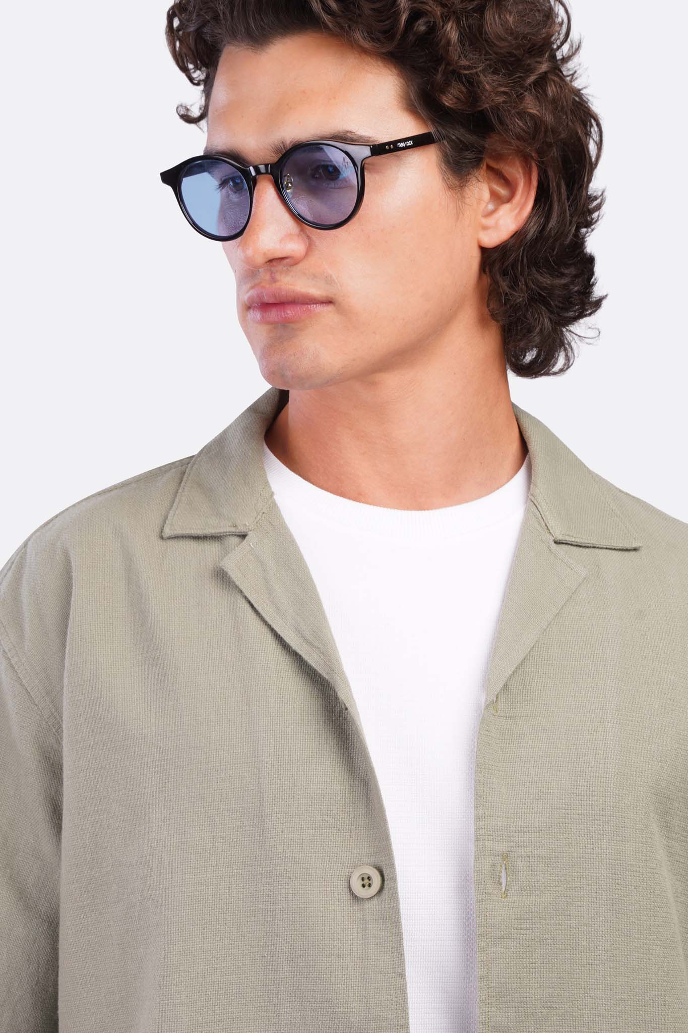 Slub Shibeka Tennis-Collar Half-Sleeve Shirt