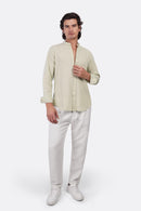 Slub Cotton Half-Collar Shirt