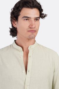 Slub Cotton Half-Collar Shirt