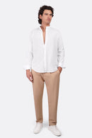 Slub Cotton Half-Collar Shirt