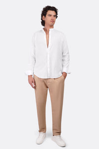 Slub Cotton Half-Collar Shirt