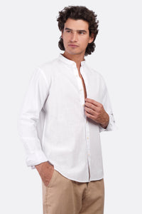 Slub Cotton Half-Collar Shirt