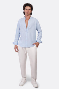 Slub Cotton Half-Collar Shirt