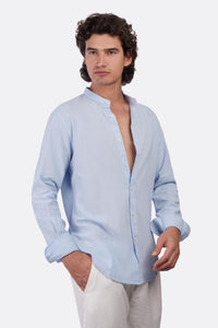 Slub Cotton Half-Collar Shirt