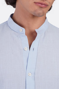 Slub Cotton Half-Collar Shirt