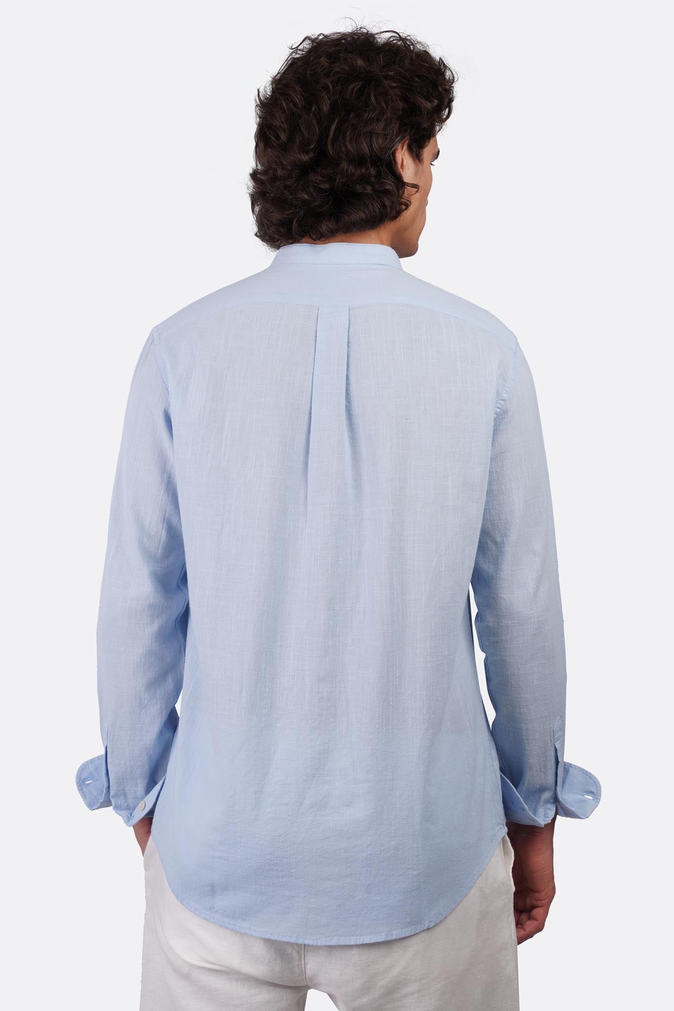 Slub Cotton Half-Collar Shirt