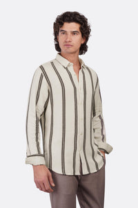 Textured Shibeka Striped Long Sleeve Shirt