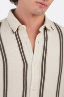 Textured Shibeka Striped Long Sleeve Shirt